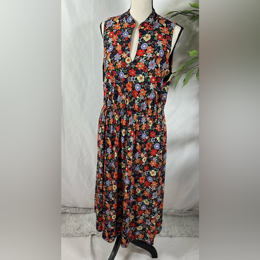 🌸 Anne Klein Sleeveless Floral Midi Dress – No Size Tag (See 📏 Measurements) - Picture 9 of 12